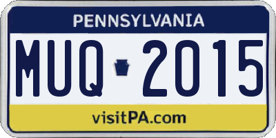 PA license plate MUQ2015