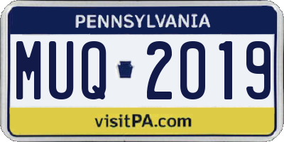 PA license plate MUQ2019