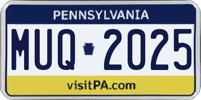 PA license plate MUQ2025