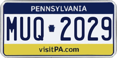 PA license plate MUQ2029