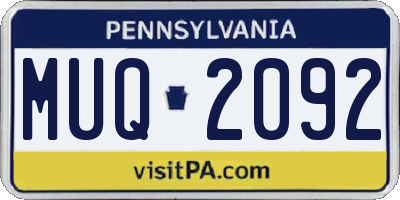 PA license plate MUQ2092
