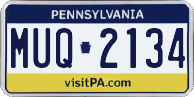 PA license plate MUQ2134
