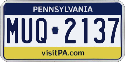 PA license plate MUQ2137