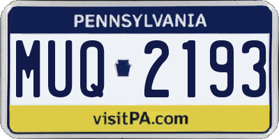 PA license plate MUQ2193