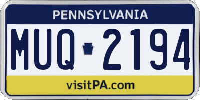 PA license plate MUQ2194