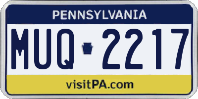 PA license plate MUQ2217