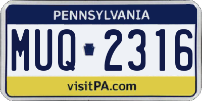 PA license plate MUQ2316