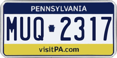 PA license plate MUQ2317