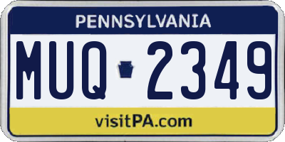 PA license plate MUQ2349