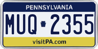 PA license plate MUQ2355