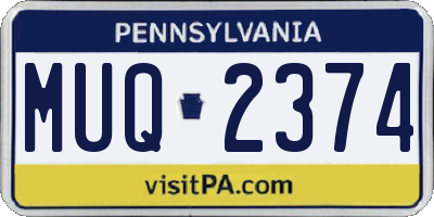 PA license plate MUQ2374