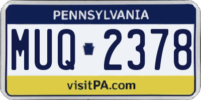 PA license plate MUQ2378