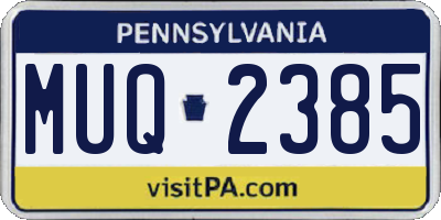 PA license plate MUQ2385