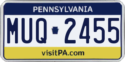 PA license plate MUQ2455