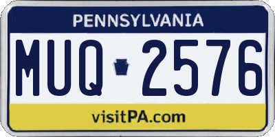 PA license plate MUQ2576