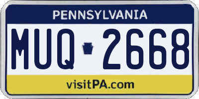 PA license plate MUQ2668
