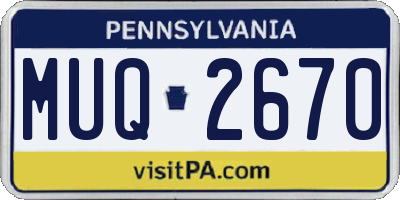 PA license plate MUQ2670