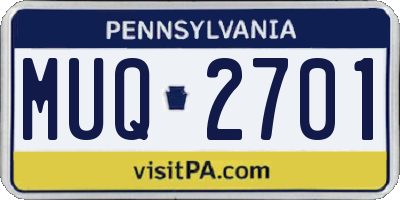 PA license plate MUQ2701