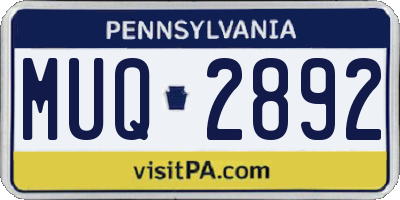 PA license plate MUQ2892