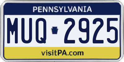 PA license plate MUQ2925