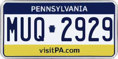 PA license plate MUQ2929