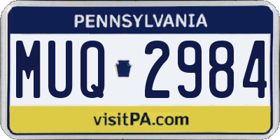PA license plate MUQ2984