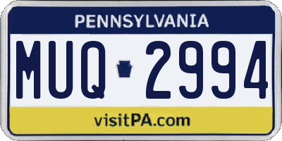 PA license plate MUQ2994