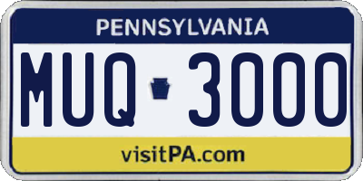 PA license plate MUQ3000