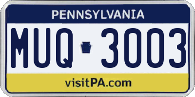 PA license plate MUQ3003