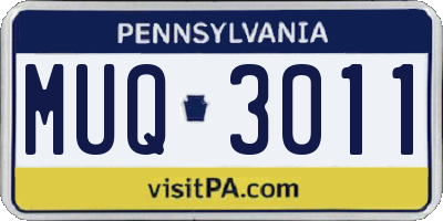 PA license plate MUQ3011