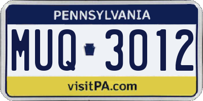 PA license plate MUQ3012