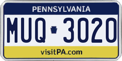 PA license plate MUQ3020