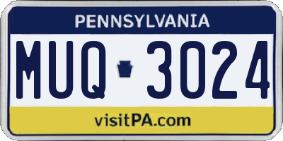 PA license plate MUQ3024