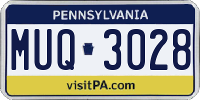 PA license plate MUQ3028