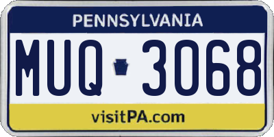 PA license plate MUQ3068