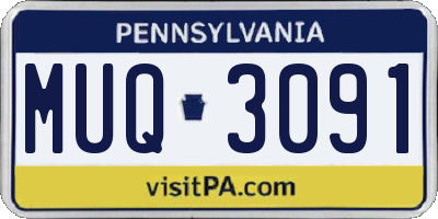PA license plate MUQ3091