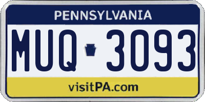 PA license plate MUQ3093