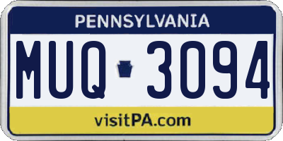 PA license plate MUQ3094