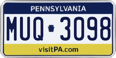 PA license plate MUQ3098