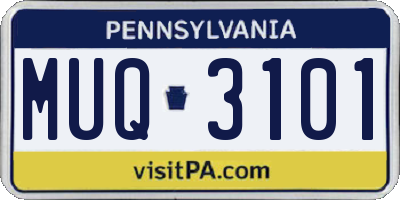 PA license plate MUQ3101