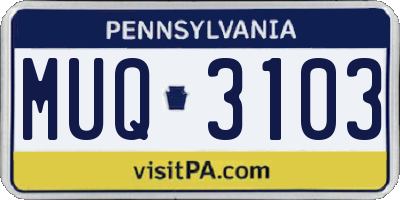 PA license plate MUQ3103