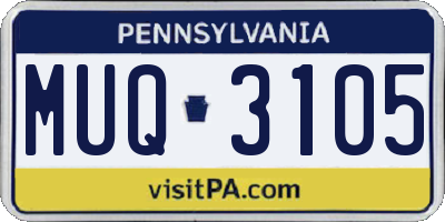 PA license plate MUQ3105
