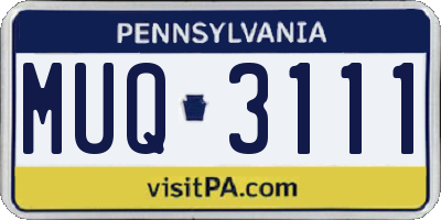 PA license plate MUQ3111