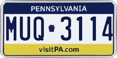 PA license plate MUQ3114