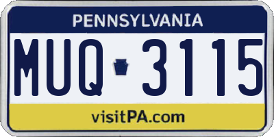 PA license plate MUQ3115