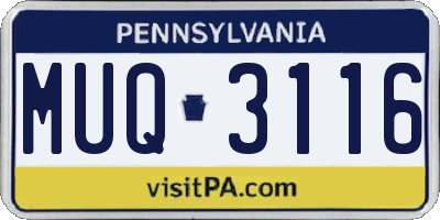PA license plate MUQ3116
