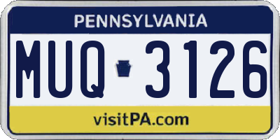 PA license plate MUQ3126