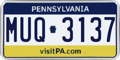 PA license plate MUQ3137