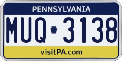 PA license plate MUQ3138