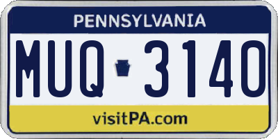 PA license plate MUQ3140